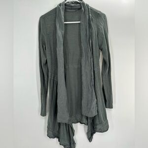 Cut Loose Sweater Women Small Open Front Cardigan Waterfall Linen Slub Lagenlook